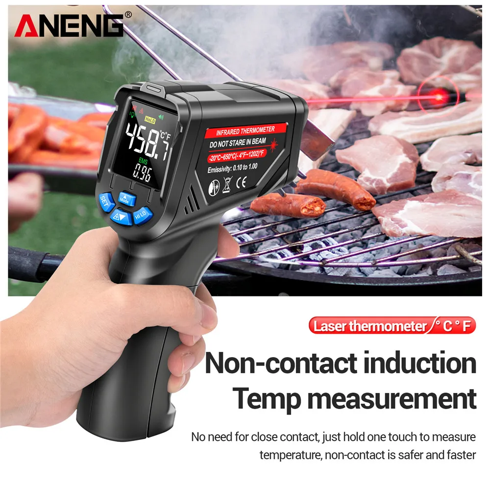 Industrial Laser Thermometer Gun - Termovisor Digital Infravermelho ANENG TH05 com
