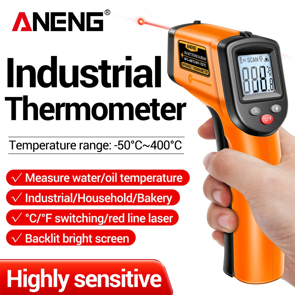 Industrial Laser Thermometer Gun - Termômetro Infravermelho Digital ANENG TH201 -50~400