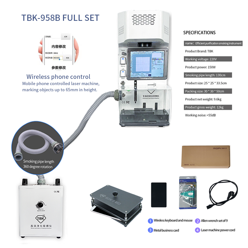 TBK 958B Conjunto completo de  - Fume Extractor Laser avaliação e preço