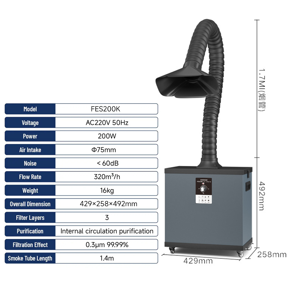 KNOKOO FES200K Extrator de fum - Fume Extractor Laser avaliação e preço