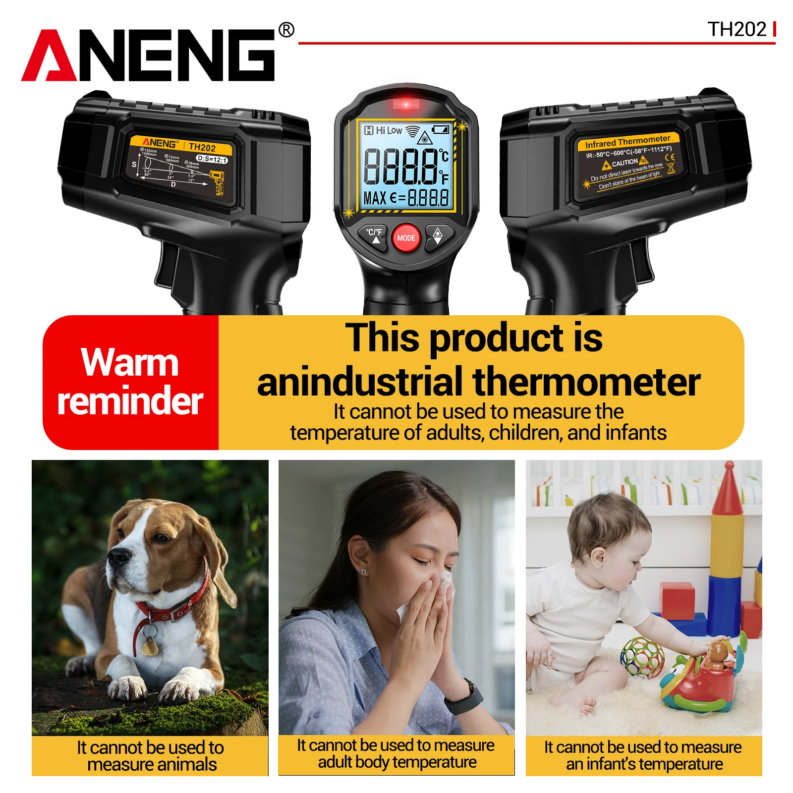 Termômetro a laser ANENG TH202 - Industrial Laser Pen avaliação e preço